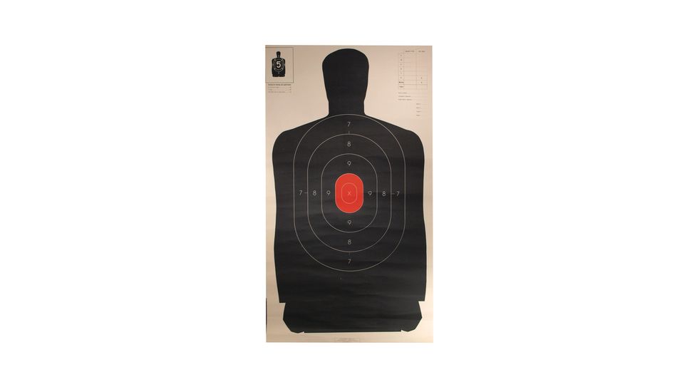 Target Barn B-2724 Police Silhouette Targets With Red Centers On 24 Inch Wide Paper 100 Per Pack