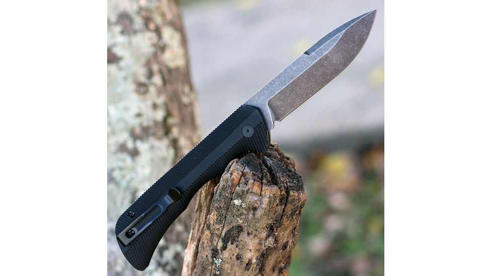 Templar Knife Auto Assist Folding Knife, 3.25in, Powder D2 Steel, Black Oxide Stonewashed Drop Blade, Black Anodized Aluminum Handle, AAABK321