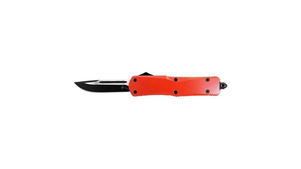 Templar Knife Large OTF Folding Knife, 3.5in, Stainless Steel Black Drop Point Blade, Blaze Orange Zinc Handle, LZBO331