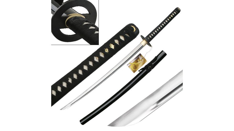 Ten Ryu Fixed Blade, 40.5in, Carbon Steel Blade, Black Cotton Wrapped Handle SW-333DX