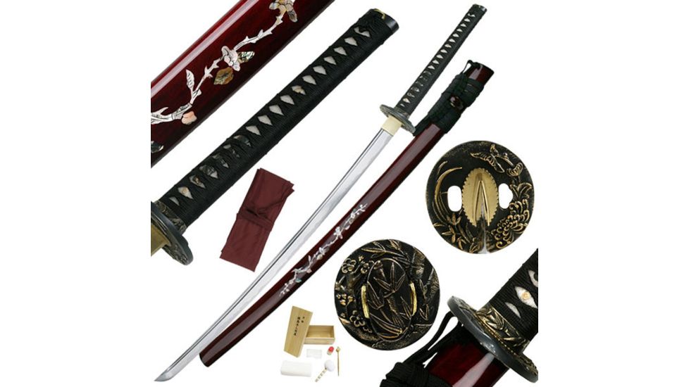 Ten Ryu Fixed Blade, 40.9in, Carbon Steel Blade, Black Cord Wrapped With Real Ray Skin Handle MC-3058