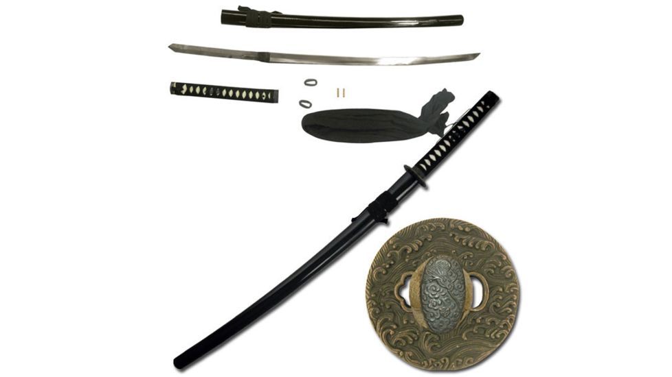 Ten Ryu Fixed Blade, 40in, Carbon Steel Blade, Black Cord Wrapped Handle SW-342BKD