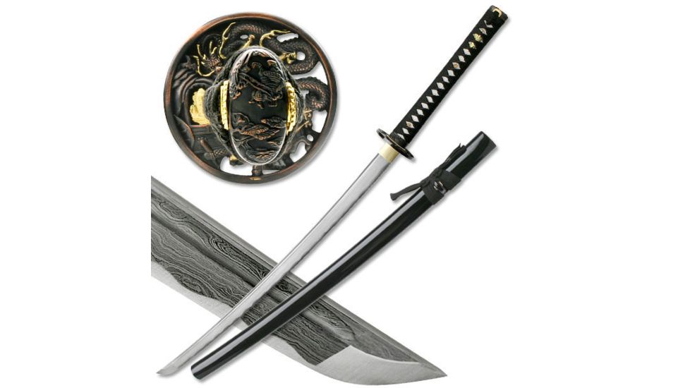 Ten Ryu Fixed Blade, 40in, Carbon Steel Blade, Cotton Wrapped Real Ray Skin Handle MAZ-401