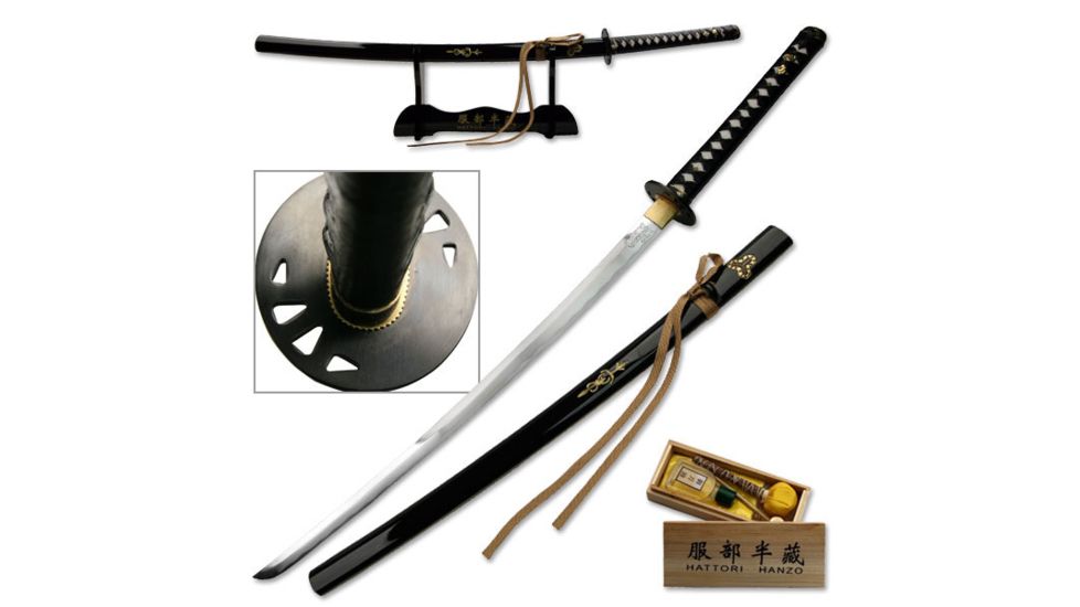 Ten Ryu Fixed Blade, 41in, Carbon Steel Blade, Black Cotton Wrapped With Real Ray Skin Handle SW-320DX