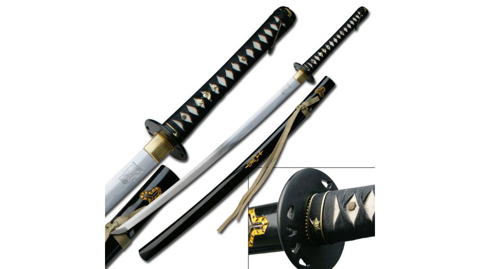 Ten Ryu Fixed Blade, 41in, Carbon Steel Blade, Leather Wrapped Real Ray Skin Handle TR-114H