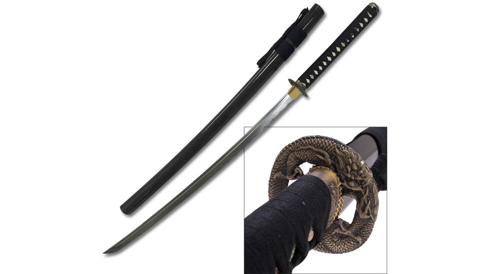 Ten Ryu Fixed Blade, 42in, 1045 Carbon Steel Blade, Black Cord Wrapped Handle TR-036BK