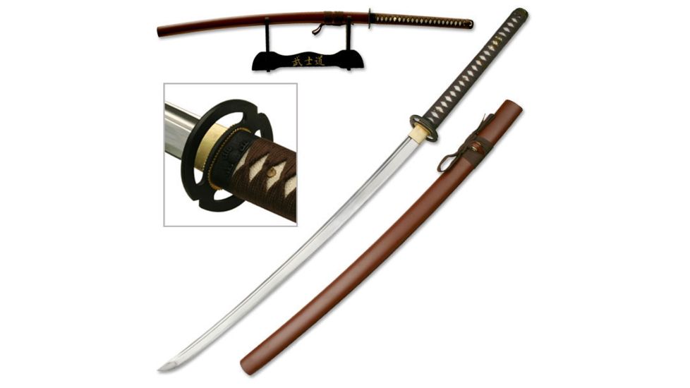 Ten Ryu Fixed Blade, 43.7in, Carbon Steel Blade, Brown Cotton Wrapped With Real Ray Skin Handle LU-013