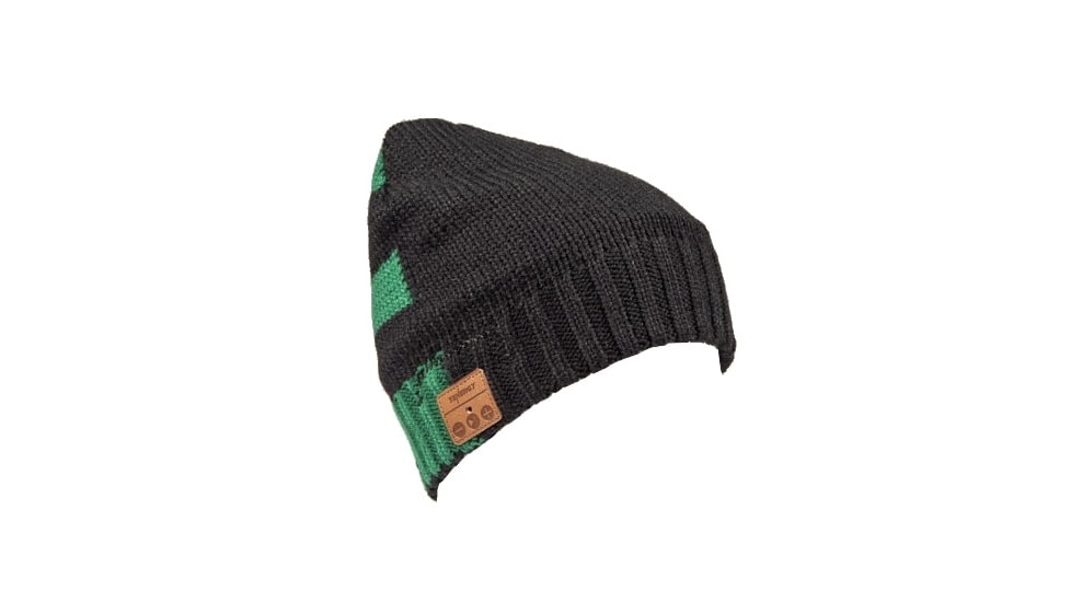 Tenergy Bluetooth Beanie w/ Line Ribbed Knit, Black/Green, 52410