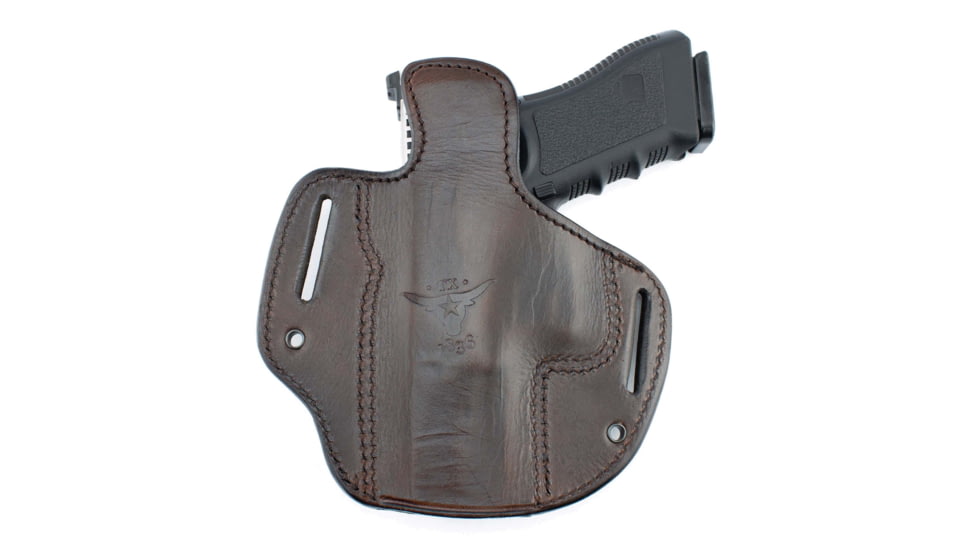Texas 1836 Crusader - Pancake Style OWB / IWB Holster, Right Hand, SIG Sauer P320, Springfield Armory XD-M 4.5in, With No Attachment, Brown, TX-DCH-502