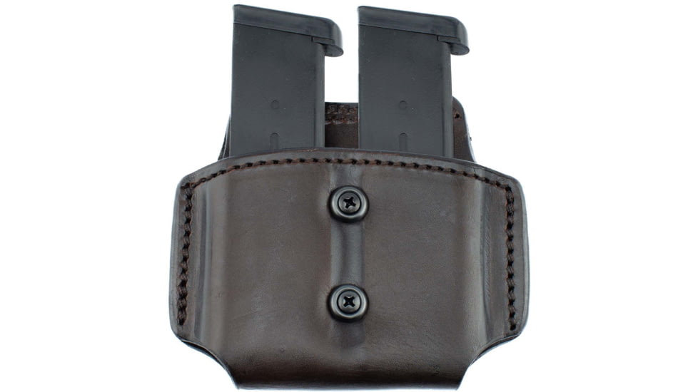 Texas 1836 Partner Double Magazine Carrier, Most 9mm/ .40 Single Stack, Ambidextrous, Brown, TX-PART-DOUMAG-002
