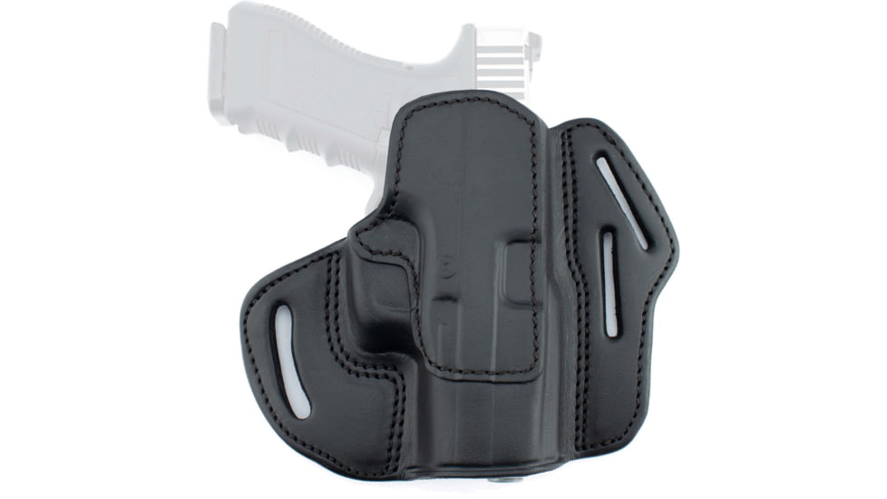 Texas 1836 Three Slots - Open Top OWB Holster, Right Hand, Most Glock Full Size 9mm/.40 and Similar Frame, With No Attachment, Black, TX-3SLOTS-OT-300