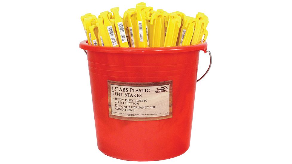 Texsport Tent Stake, Plastic 12 in., 100 Piece Bucket TX14982