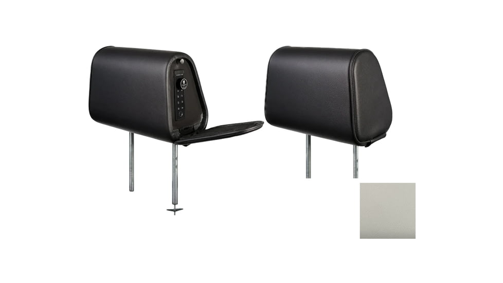 The Headrest Safe Co. The Vulcan Bundle Right-Hand Driver Bundle, Leatherette, Light Gray, HRBUNLGL01RH