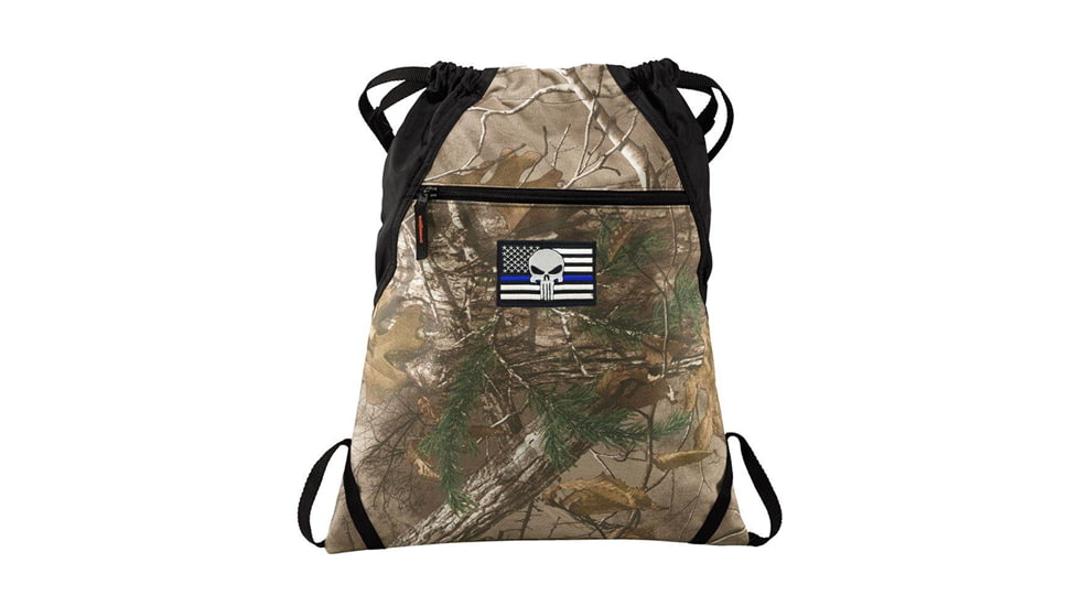 Thin Blue Line Cinch Sack Camo Skull, Subdued, TBL-CINCH-SKULL