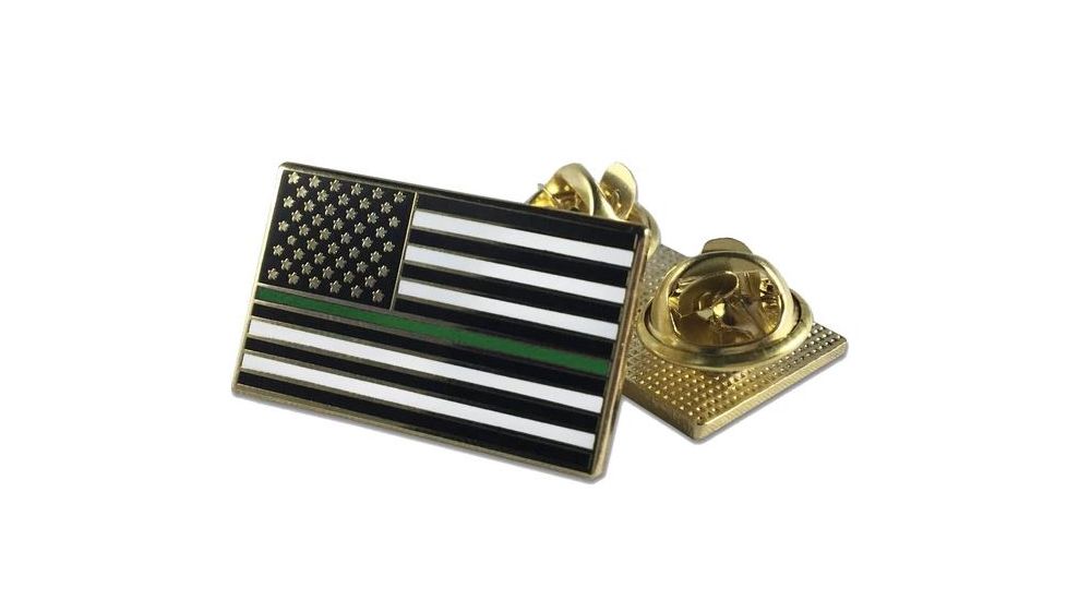 Thin Blue Line Classic, Double Clutch Pin - Thin Green Line American Flag - PIN-CLASSIC-TGL