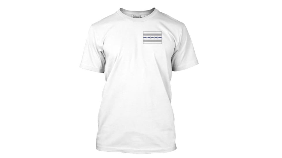 Thin Blue Line Men's T-shirt - Chicago Flag, White - CHIC-WHITE-XXL