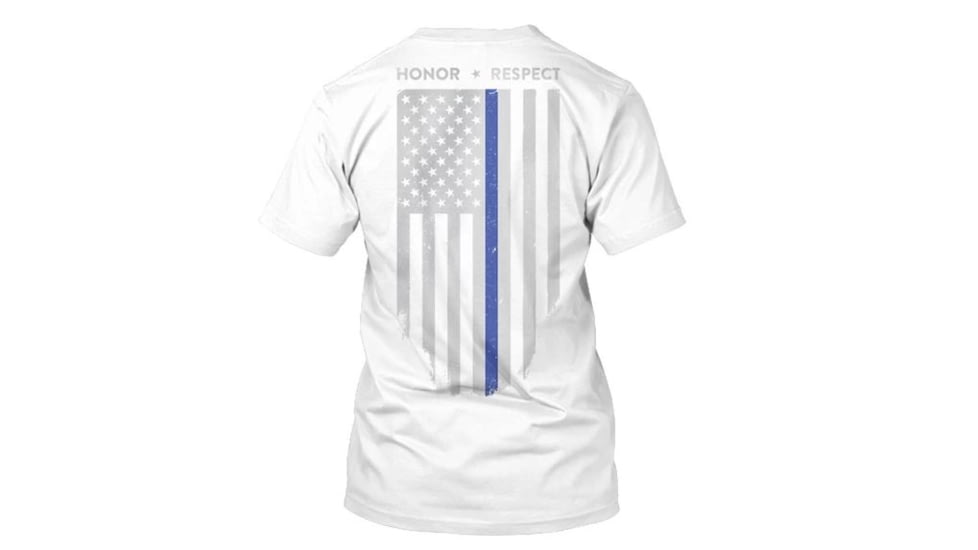 Thin Blue Line Men's T-shirt - Chicago Flag, White - CHIC-WHITE-XXL