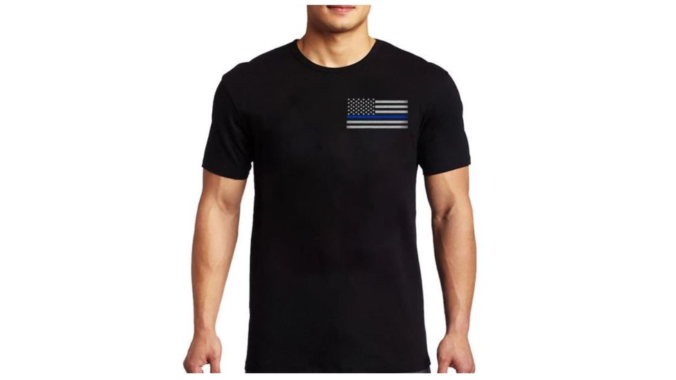 Thin Blue Line Men's - T-shirt - Flag, Black - MEN-TBL-SMALL-LOGO-BLACK-XXL