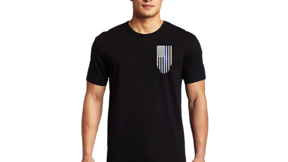 Thin Blue Line Men's T-shirt - Flag - Honor &amp; Respect, Thin Blue Line - TBL-BLACK-XXL