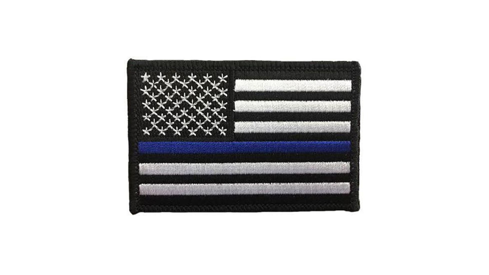 Thin Blue Line Patch - American Flag - 3 X 2 Inches - Iron On, Thin Blue Line - TBL-PTC-IRON