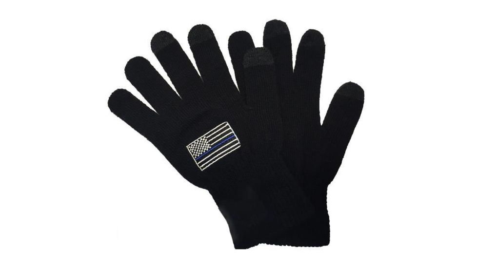 Thin Blue Line Touchscreen Knit Gloves, Black, Thin Blue Line - TBL-GL-45