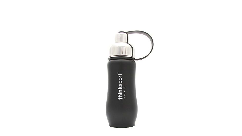 Thinksport Insulated Sports Bottle, 12oz, Black, Black, Stainless Steel, 30 Day Manufacturer Warranty, TNK-04965