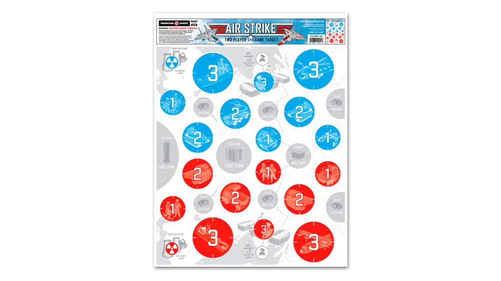 Thompson Target Air Strike 2 Player Shooting Game Targets - 19x25in, 20 Pack, Multi, Extra Large, 4001-20