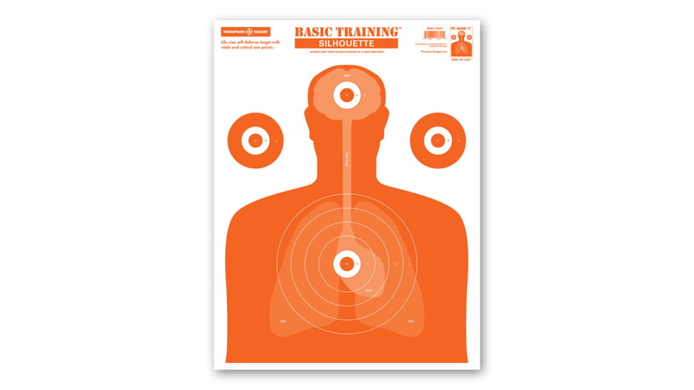 Thompson Target Basic Training Silhouette 19x25in Life Size Economy Paper Shooting Targets, 20 Pack, Orange, Extra Large, 1601-20