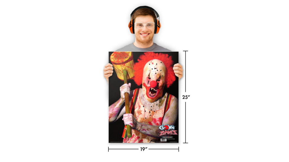 Thompson Target Bo-Bo Clown 19x25in Paper Zombie Shooting Targets, 20 Pack, Red, Extra Large, 0543-20
