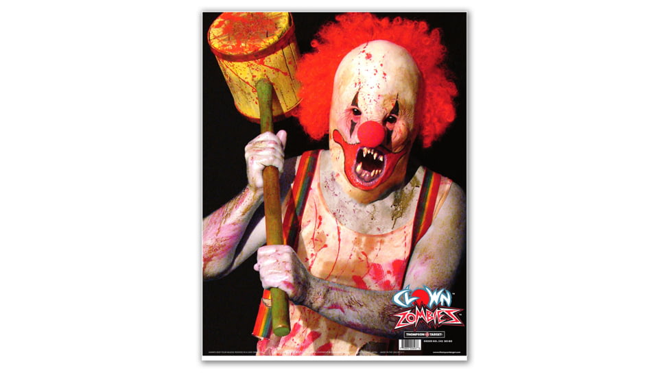 Thompson Target Bo-Bo Clown 19x25in Paper Zombie Shooting Targets, 20 Pack, Red, Extra Large, 0543-20