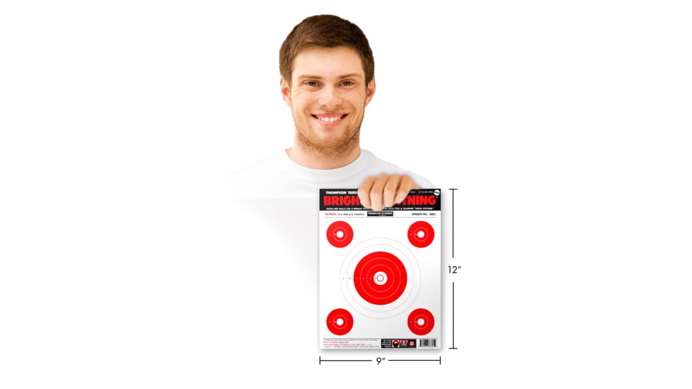 Thompson Target Bright Lightning 9x12in Paper Shooting Targets, 50 Pack, Red, Small, 6821-50