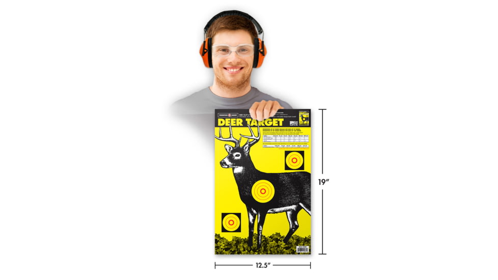 Thompson Target Deer 12.5x19in Paper Hunting Shooting Targets, 30 Pack, Yellow, Large, 4230-30