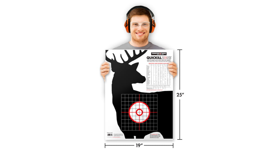 Thompson Target Deer Silhouette Quick Kill Zone 19x25in Targets, 20 Pack, Black, Extra Large, 8700-20