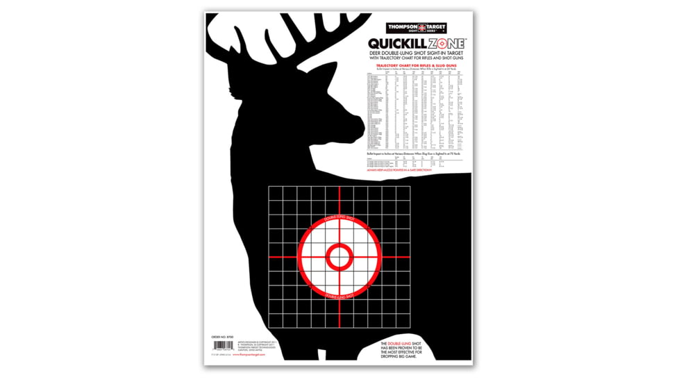 Thompson Target Deer Silhouette Quick Kill Zone 19x25in Targets, 20 Pack, Black, Extra Large, 8700-20