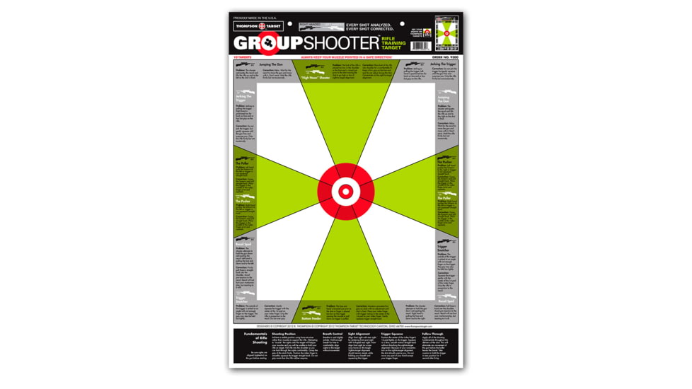 Thompson Target Group-Shooter Rifle Diagnostic Paper Shooting Targets 12.5x19in, 30 Pack, Green, Large, 9300-30