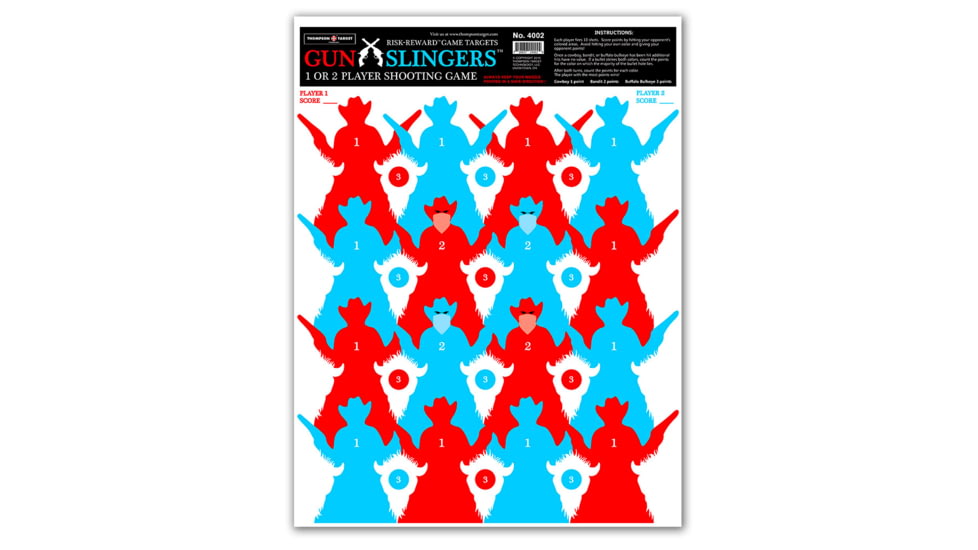 Thompson Target Gun Slingers 2 Player Shooting Game Targets 19x25in, 20 Pack, Multi, Extra Large, 4002-20