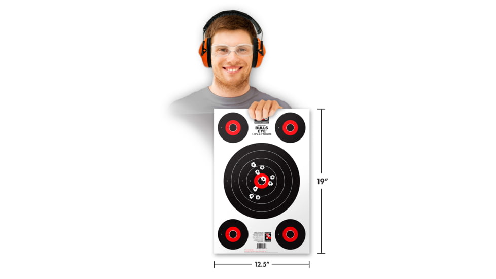 Thompson Target HALO Bullseye 10&amp;4 Reactive Splatter Targets 12.5x19, 10 Pack, Black/Red, Large, 4640-10