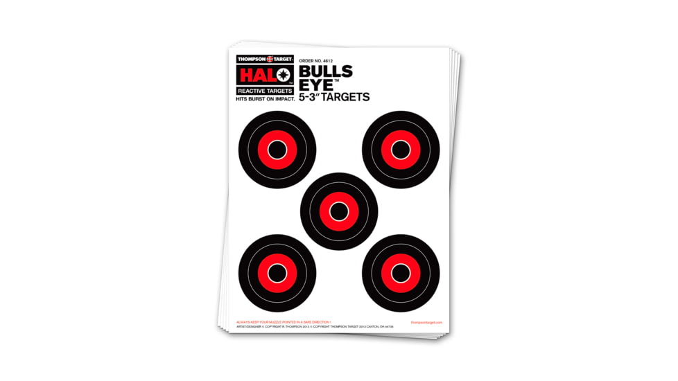 Thompson Target HALO Bullseye 3in Reactive Splatter Targets 8.5x11, 20 Pack, Black/Red, Small, 4612-20