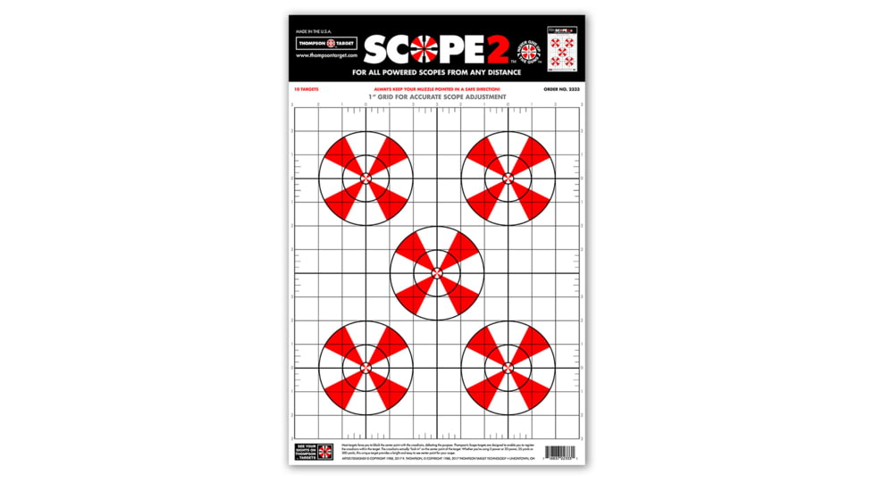 Thompson Target Scope 2 Sight-In 12.5x19 Paper Shooting Targets, 30 Pack, Red, Large, 2333-30