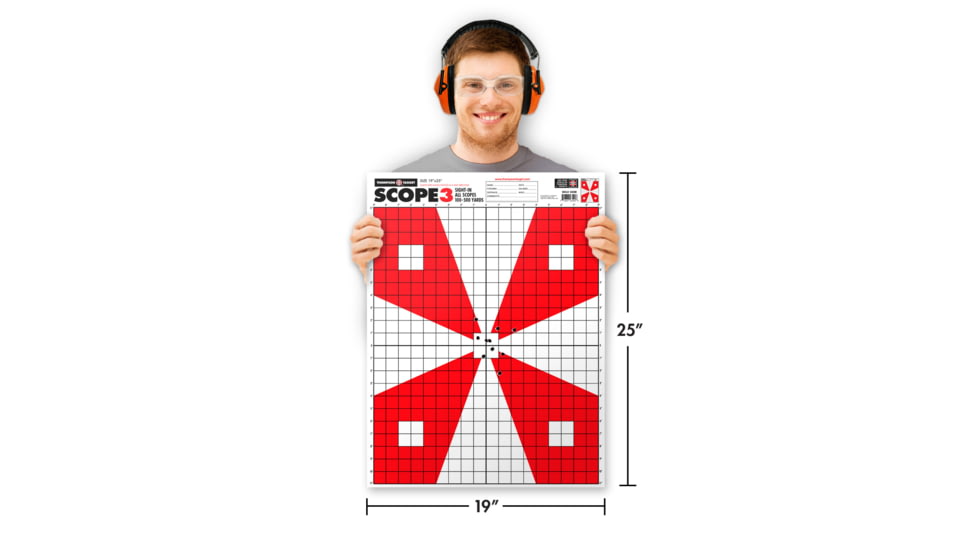 Thompson Target Scope 3 Paper Alignment Sight-In Shooting Targets 19x25, 20 Pack, Red, Extra Large, 3500-20