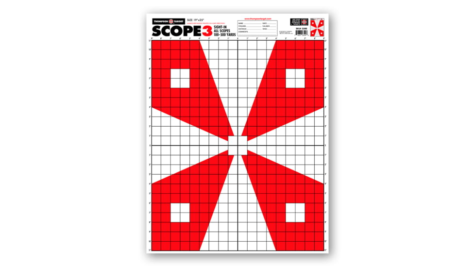Thompson Target Scope 3 Paper Alignment Sight-In Shooting Targets 19x25, 20 Pack, Red, Extra Large, 3500-20