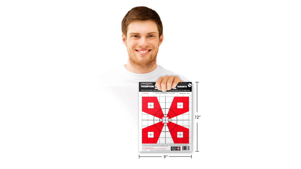 Thompson Target Scope Alignment/Sight-In 9x12 Paper Shooting Targets, 50 Pack, Red, Small, 3331-50