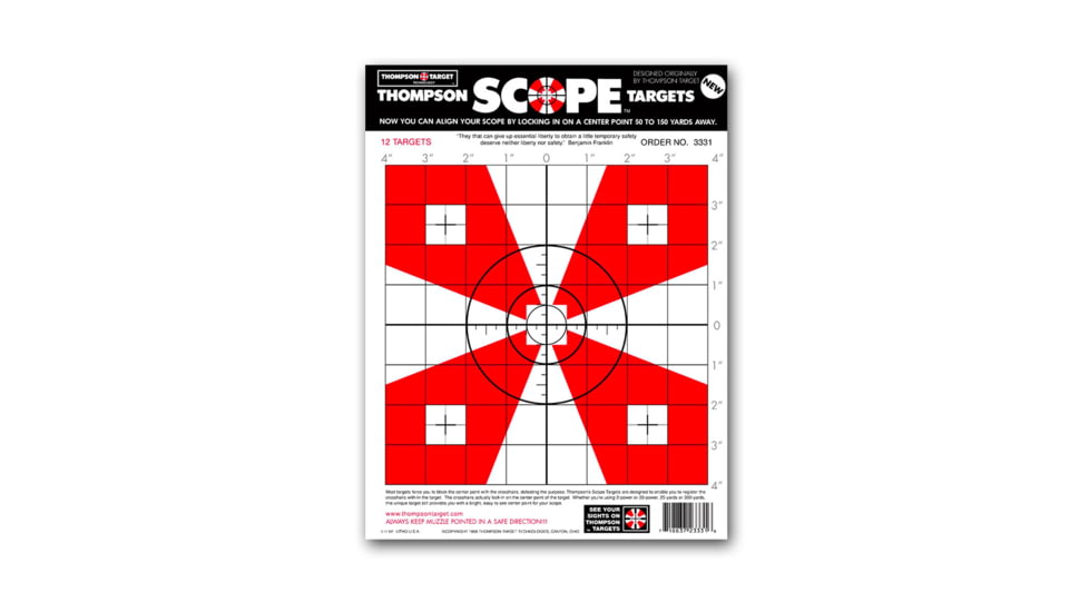 Thompson Target Scope Alignment/Sight-In 9x12 Paper Shooting Targets, 50 Pack, Red, Small, 3331-50