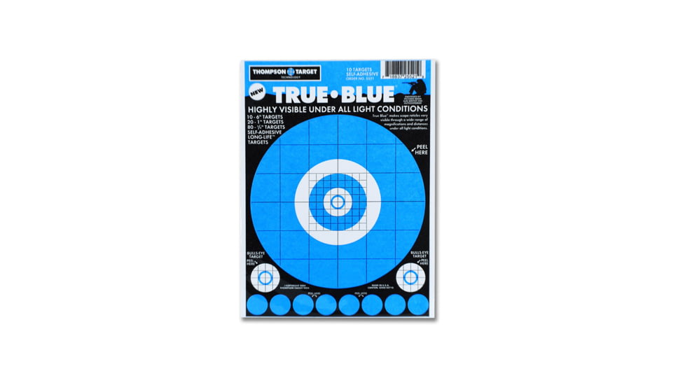 Thompson Target True Blue 6.5x9in Adhesive Peel &amp; Stick Targets, 30 Pack, Blue, XS, 5521-30
