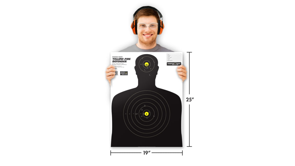 Thompson Target Yellow-Fire Life Size Silhouette Paper Shooting Targets 19x25, 20 Pack, White, Extra Large, 0448-20