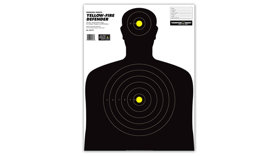 Thompson Target Yellow-Fire Life Size Silhouette Paper Shooting Targets 19x25, 20 Pack, White, Extra Large, 0448-20