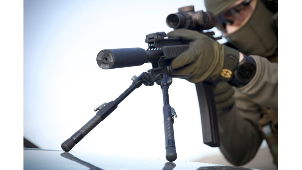 Tier One Atac Bipod - Carbon QD Picatinny Tilt Only 9in, Grey, T1ATACC-LTPIC