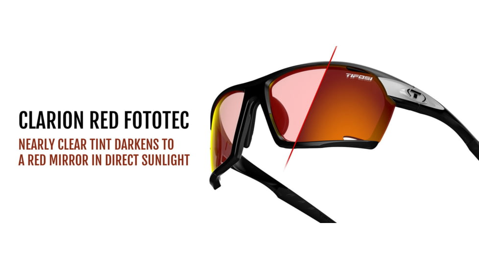 Tifosi Optics Kilo Sunglasses, Black/White Frame, Clarion Red Fototec Lens, Medium/Large, 1700306430