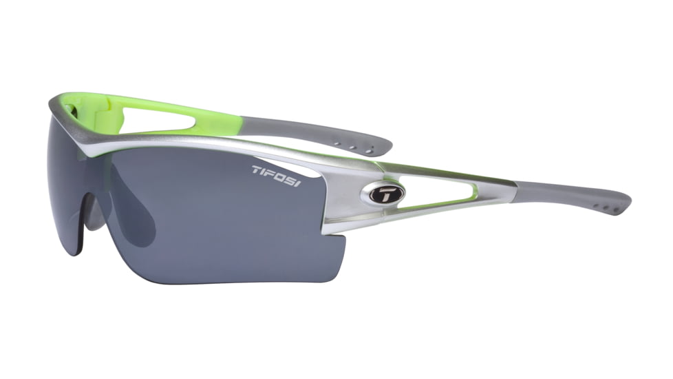 Tifosi Logic XL Sunglasses - Silver/Neon Green Frame, Smoke/AC Red/Clear Lenses 0060105101