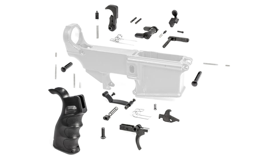 Tiger Rock AR-10/LR-308 Lower Parts Kit w/ Enhanced Grip, Extended Trigger Guard &amp; Dual Safety Selector, Black, LPK308-19